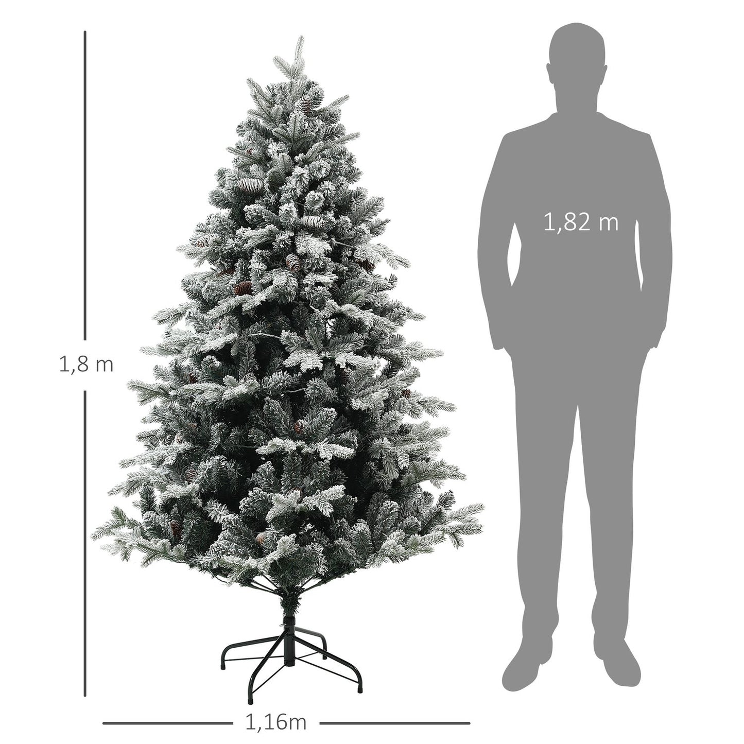 Artificial Christmas tree, 180cm, snow, collapsible stand