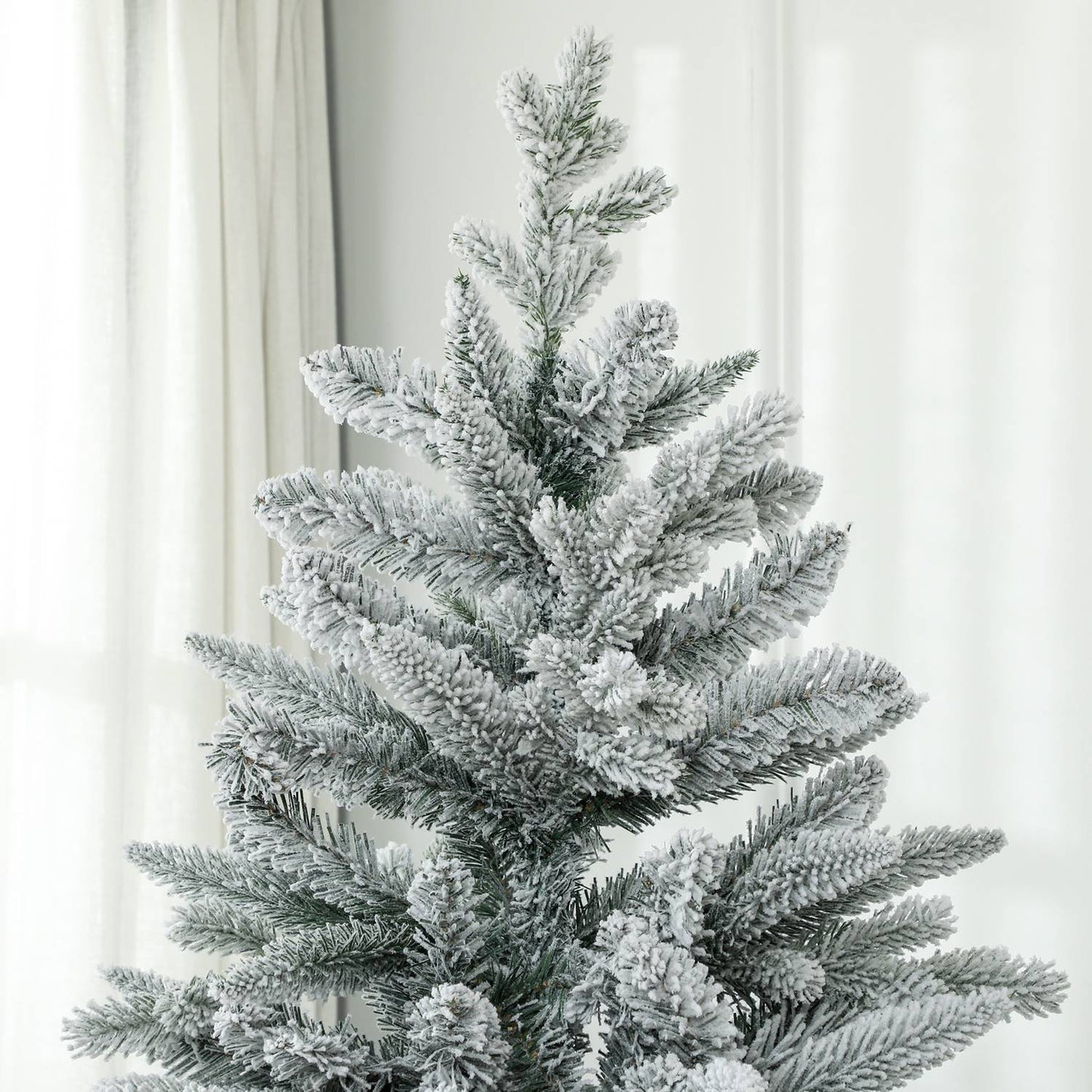 Artificial Christmas Tree, 180cm, Snowy Branches, Metal Stand