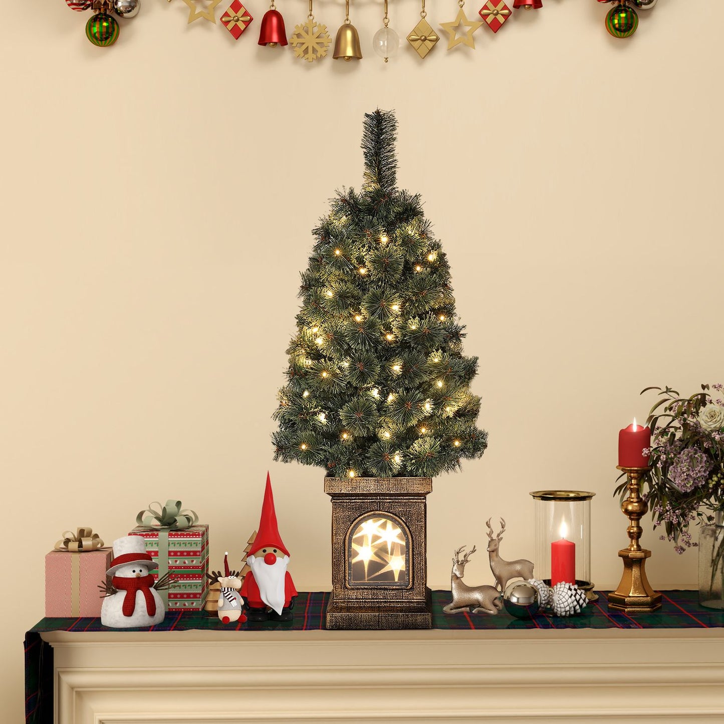 90cm indoor artificial Christmas tree with LED lights
