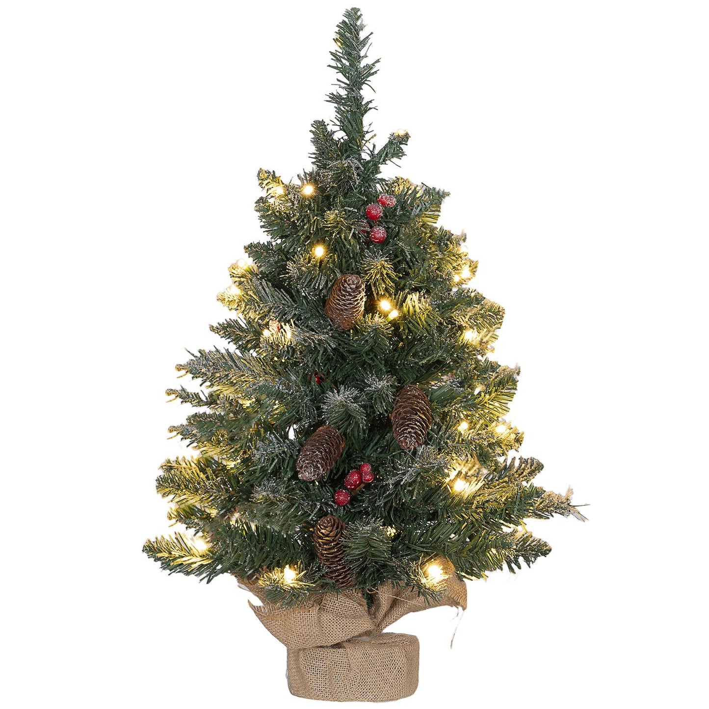 0.6 m artificial Christmas tree with cones, 50 LEDs