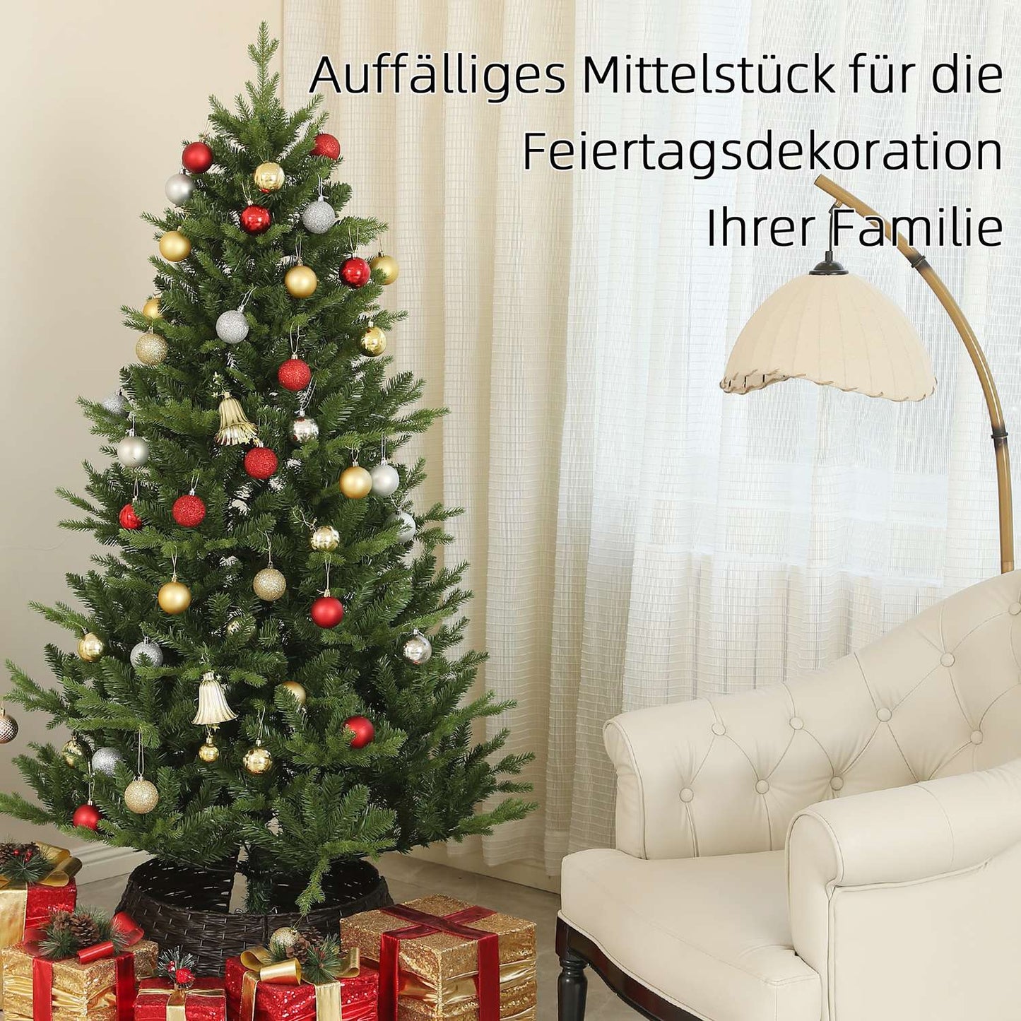 Artificial Christmas tree, 180 cm high, indoor green, easy installation