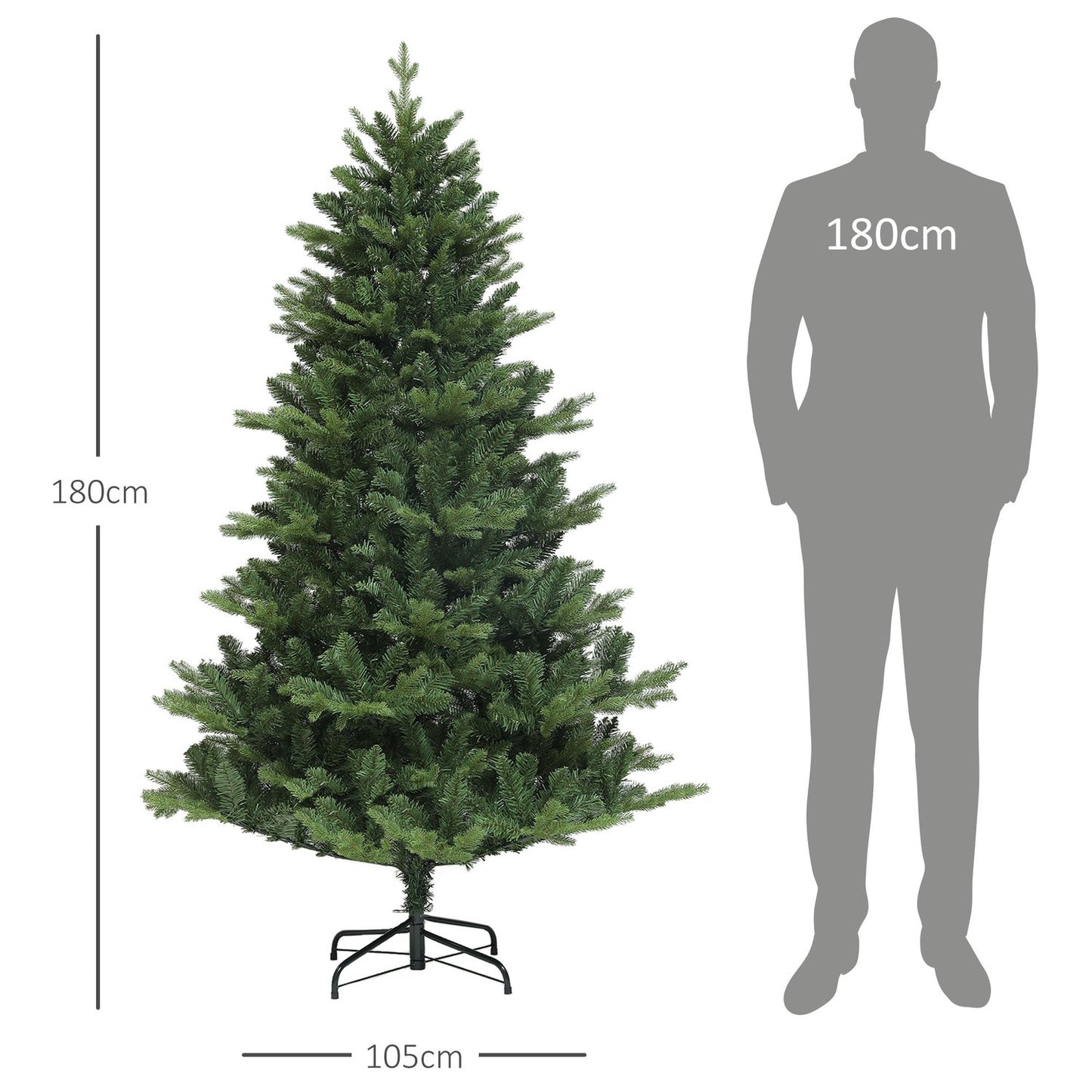 Artificial Christmas tree, 180 cm high, indoor green, easy installation