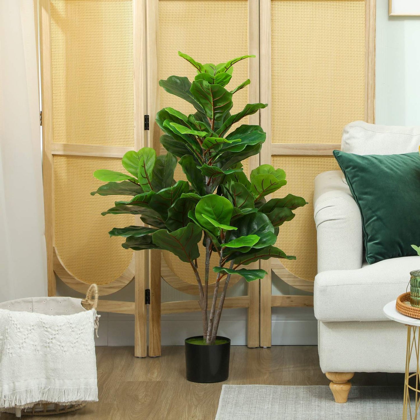 Artificial Fiddle Leaf Fig Tree, 110cm, Potted Decor
