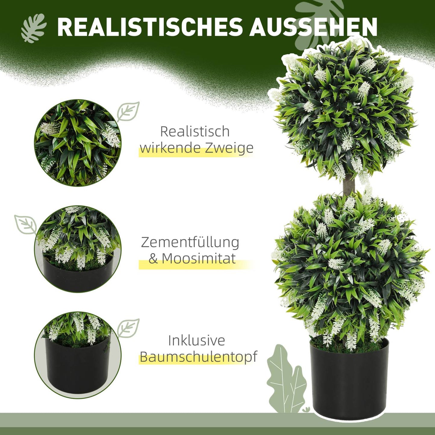 Artificial Lavender Trees, 70 cm, Set of 2, Indoor/Outdoor