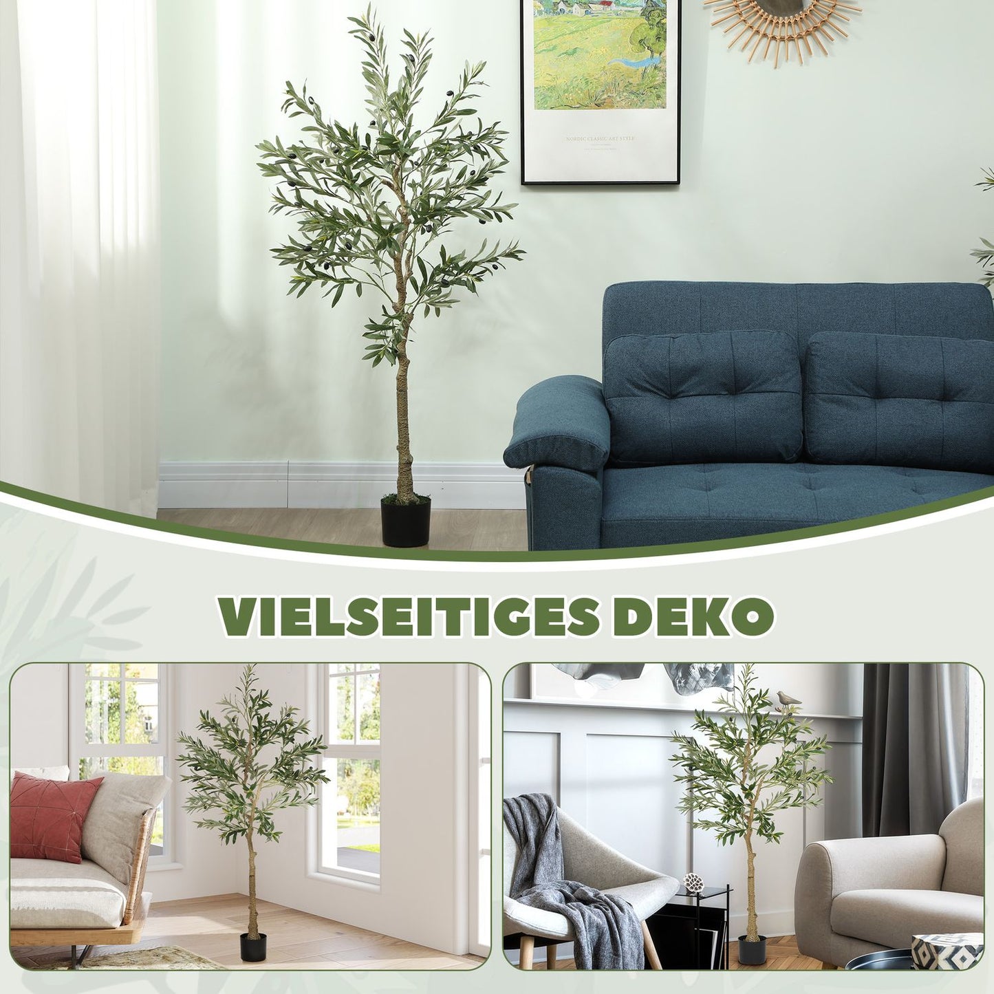 Artificial Olive Tree, 150 cm, 720 Leaves, 40 Olives