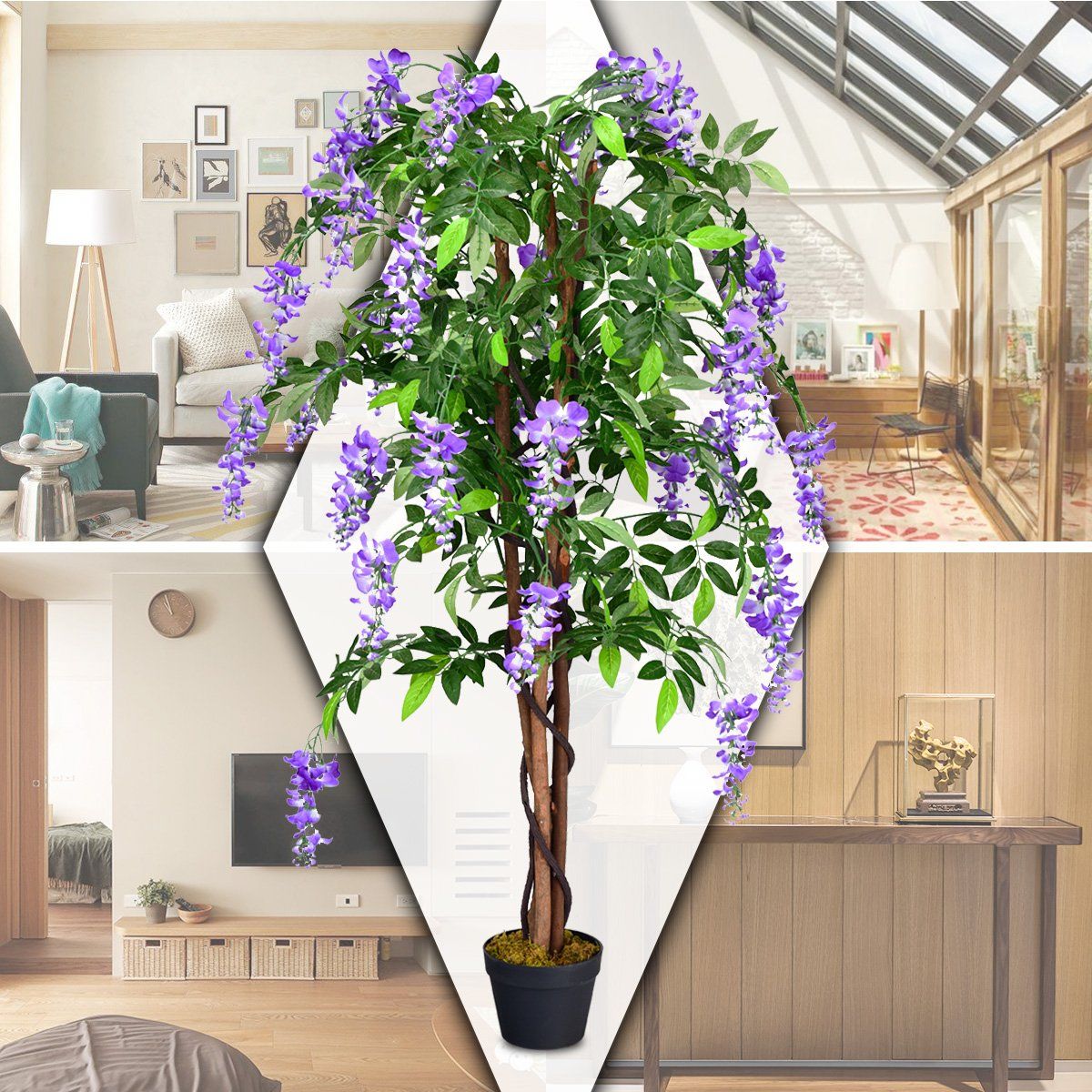 Artificial Plant Usable Artificial Palm Artificial Tree 150 cm Purple