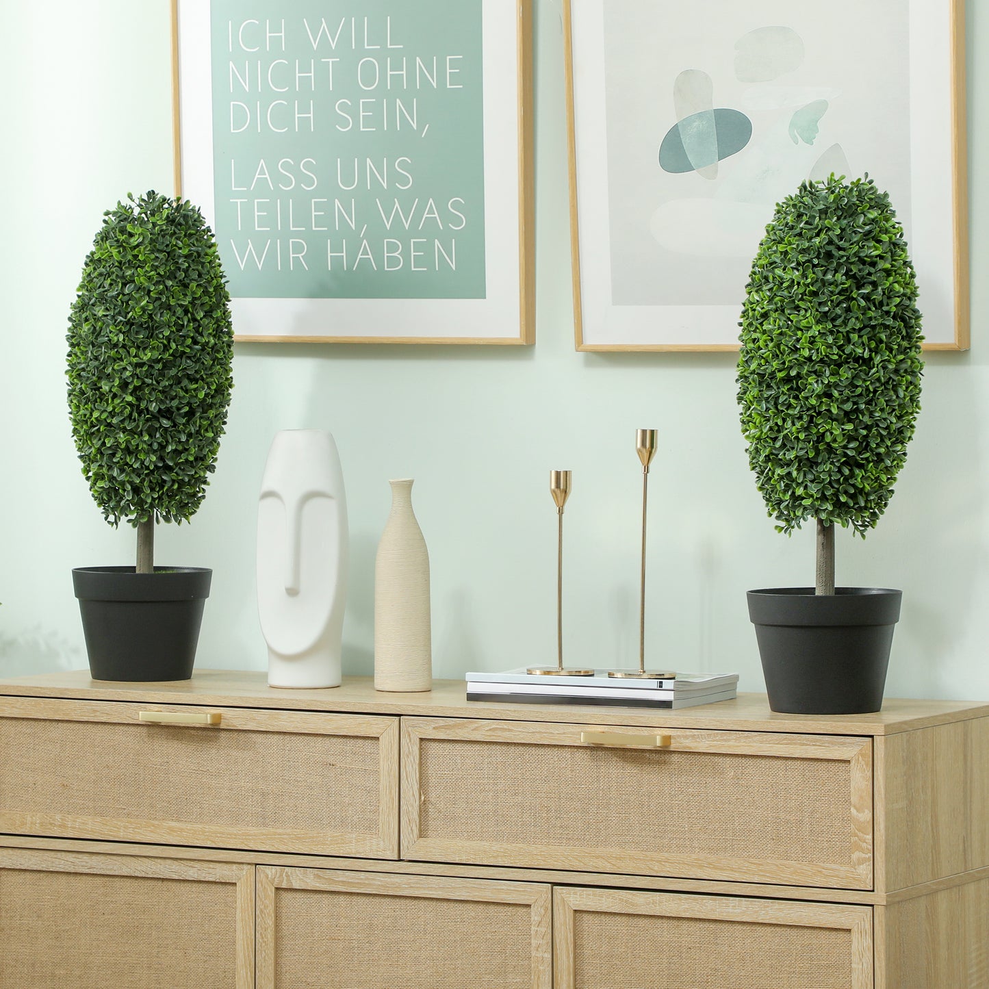 Artificial Plants Set of 2, UV-Resistant, 60 cm Tall