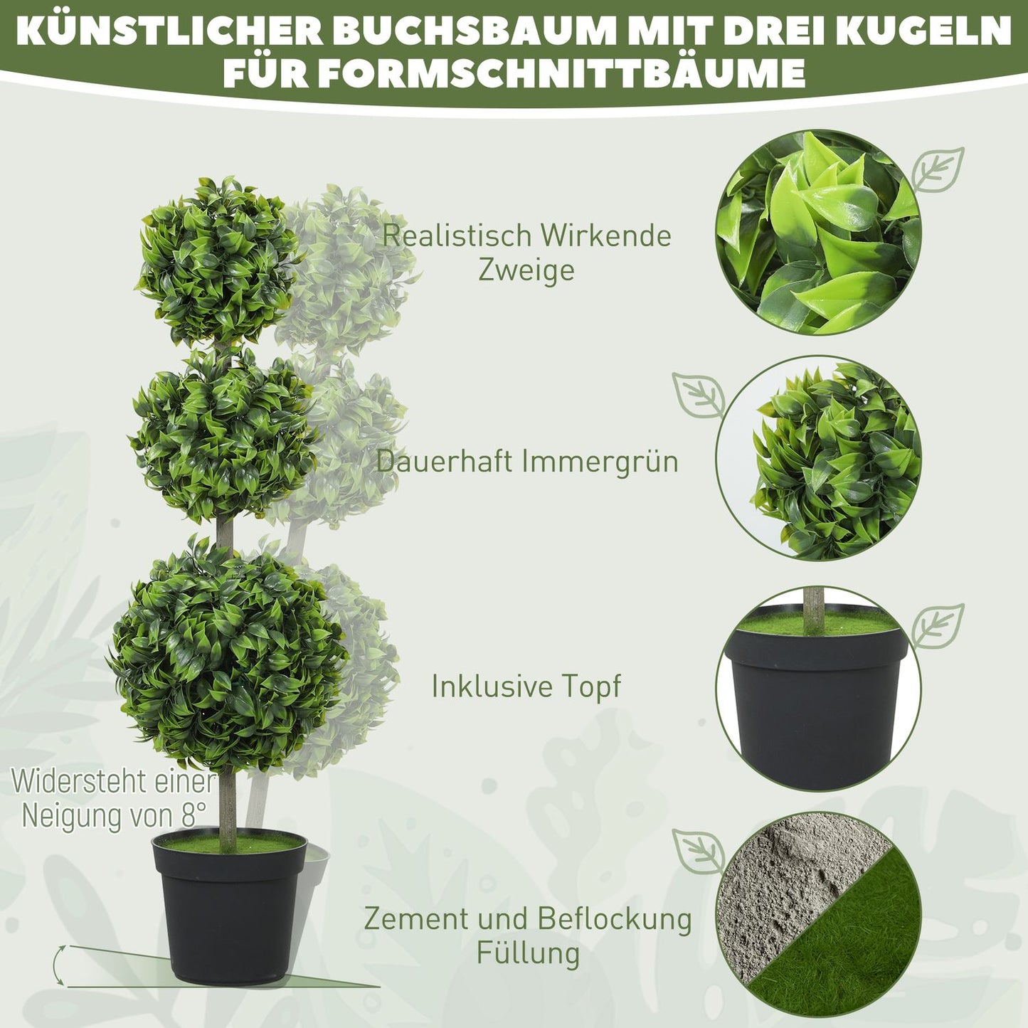 Artificial Potted Plants, UV-Resistant, 100 cm Tall