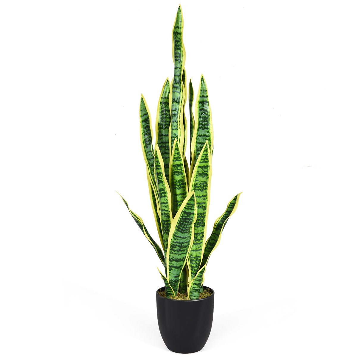 Artificial Snake Plant with Sturdy Pot Faux Agave Artificial Plant for Home & Office 90 cm Yellow