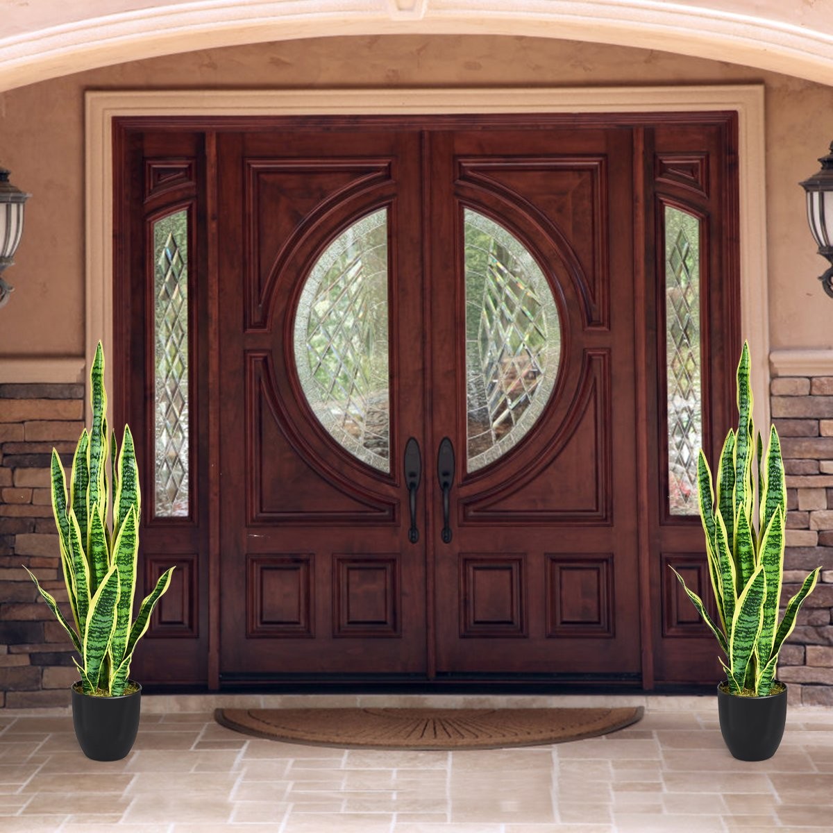 Artificial Snake Plant with Sturdy Pot Faux Agave Artificial Plant for Home & Office 90 cm Yellow