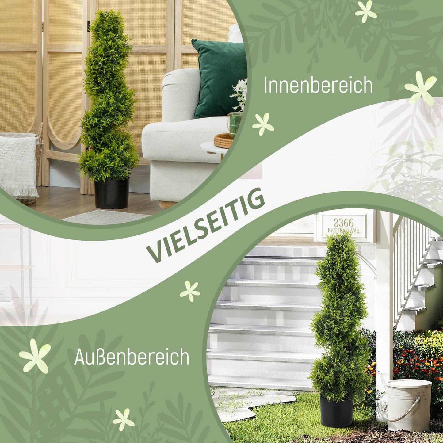 Artificial Spiral Topiary Tree, 90cm, UV-Resistant