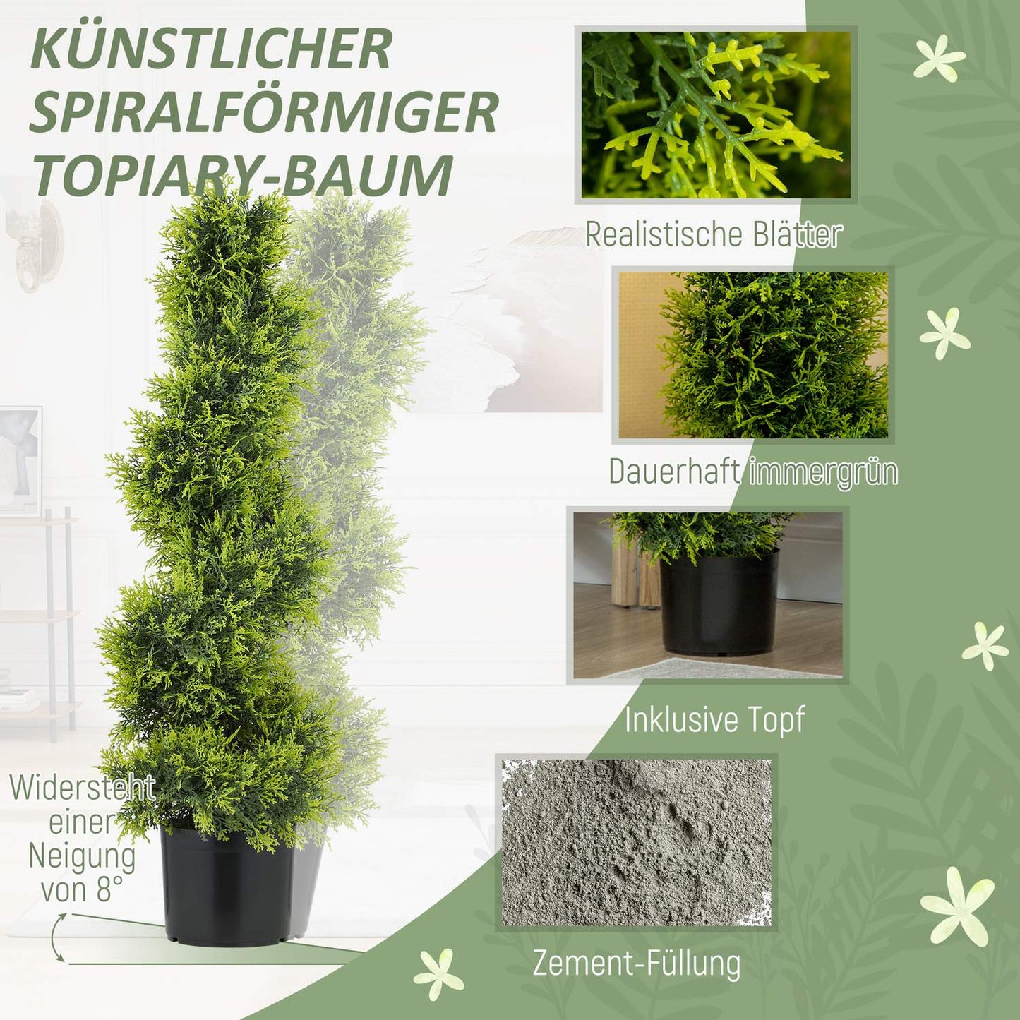 Artificial Spiral Topiary Tree, 90cm, UV-Resistant