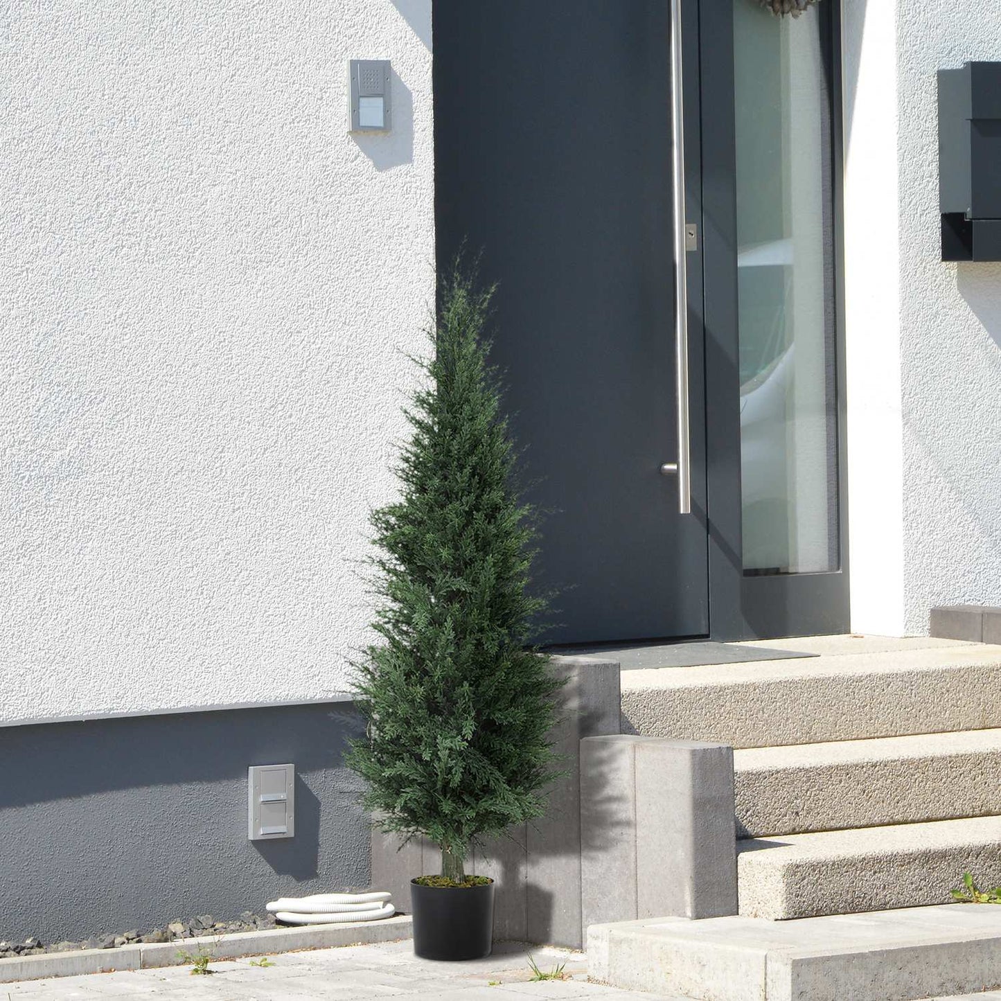 Artificial cypress plant, 638 plastic leaves, with pot, UV-resistant, green