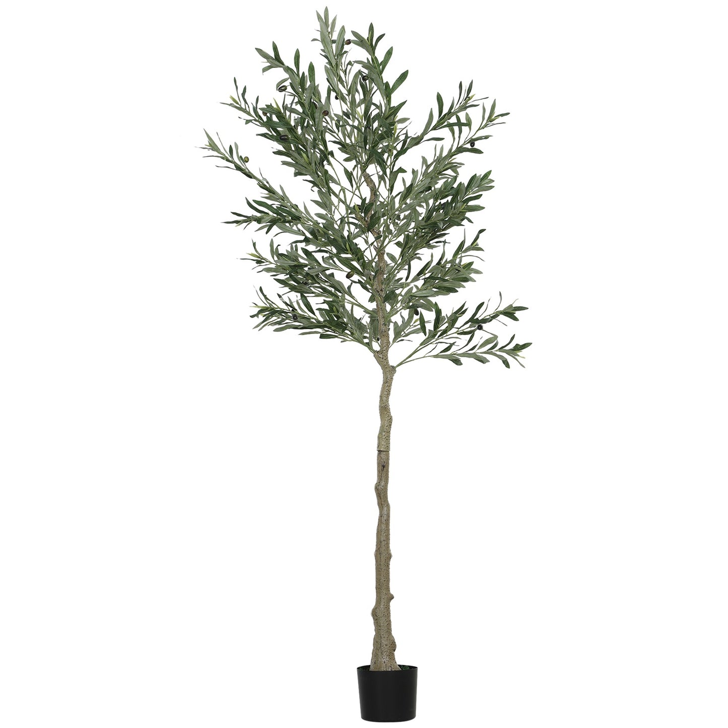 Artificial olive tree, 180 cm, 900 leaves, 40 olives, sturdy flowerpot, decorative plant, green