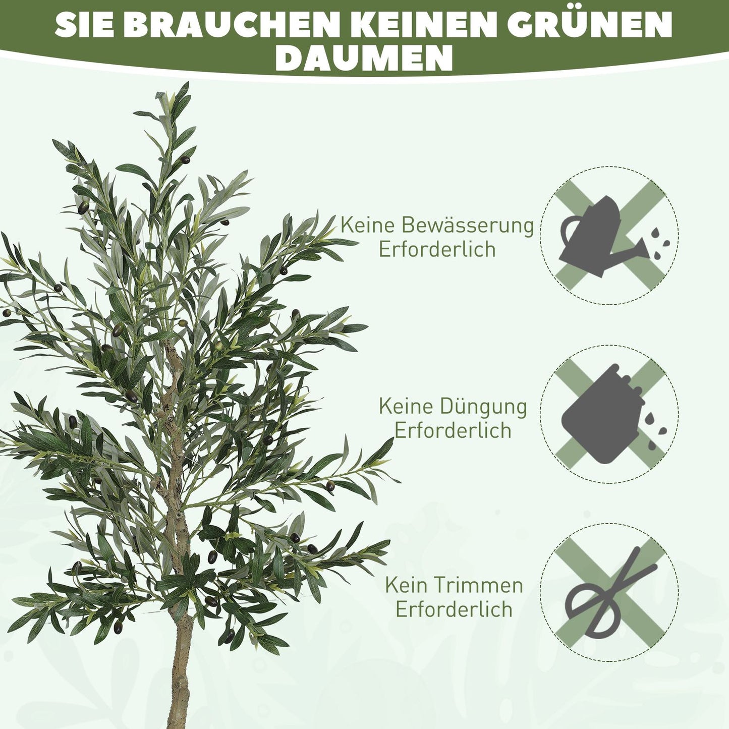 Artificial olive tree, 180 cm, 900 leaves, 40 olives, sturdy flowerpot, decorative plant, green