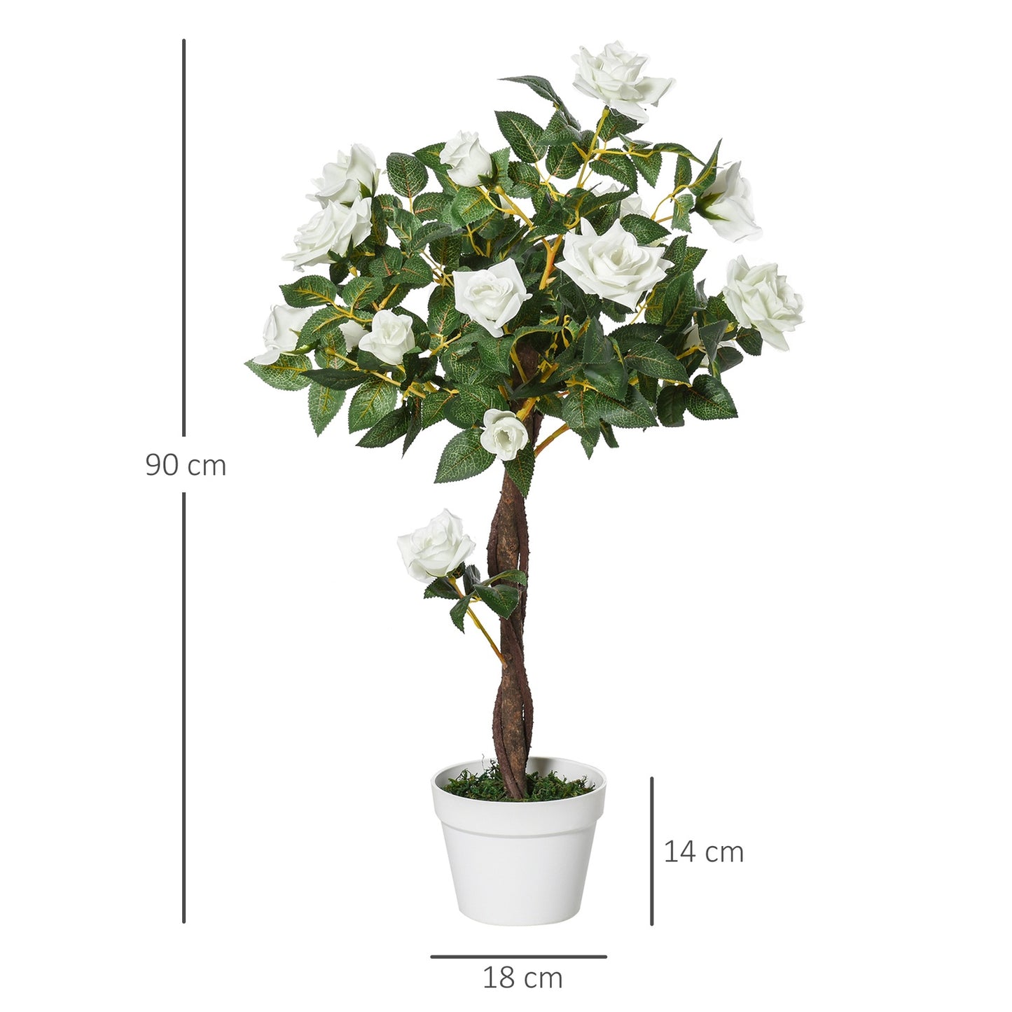 Large 90 cm artificial rose tree in pot for home decoration