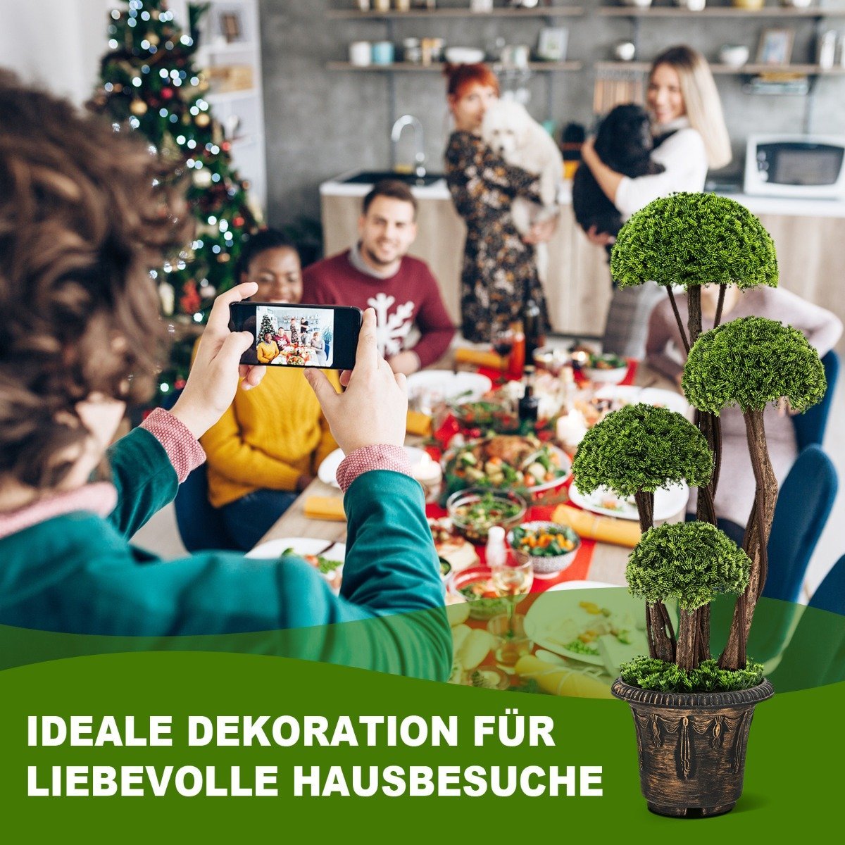 Artificial topiary tree made of cedar wood decorative artificial tree 90 cm