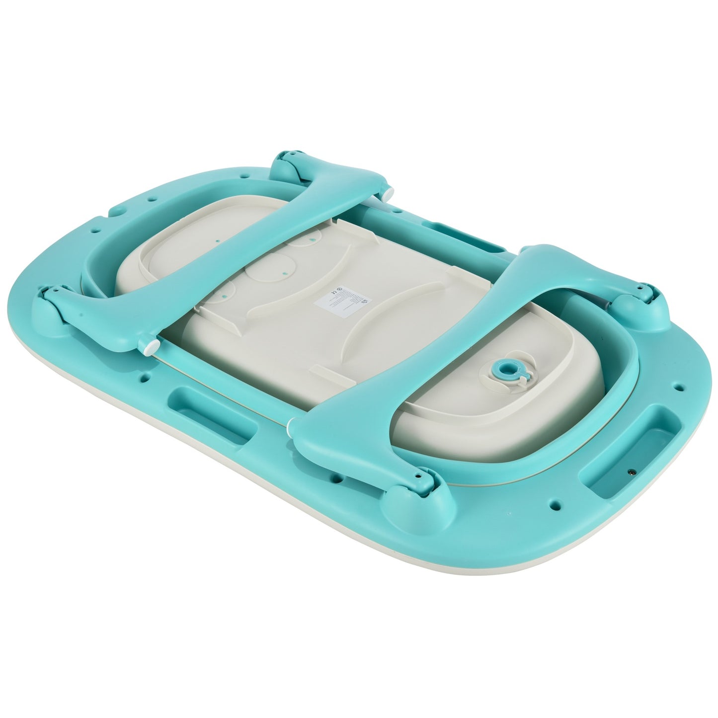 Ergonomic foldable baby bathtub, green plastic, 84.5 cm