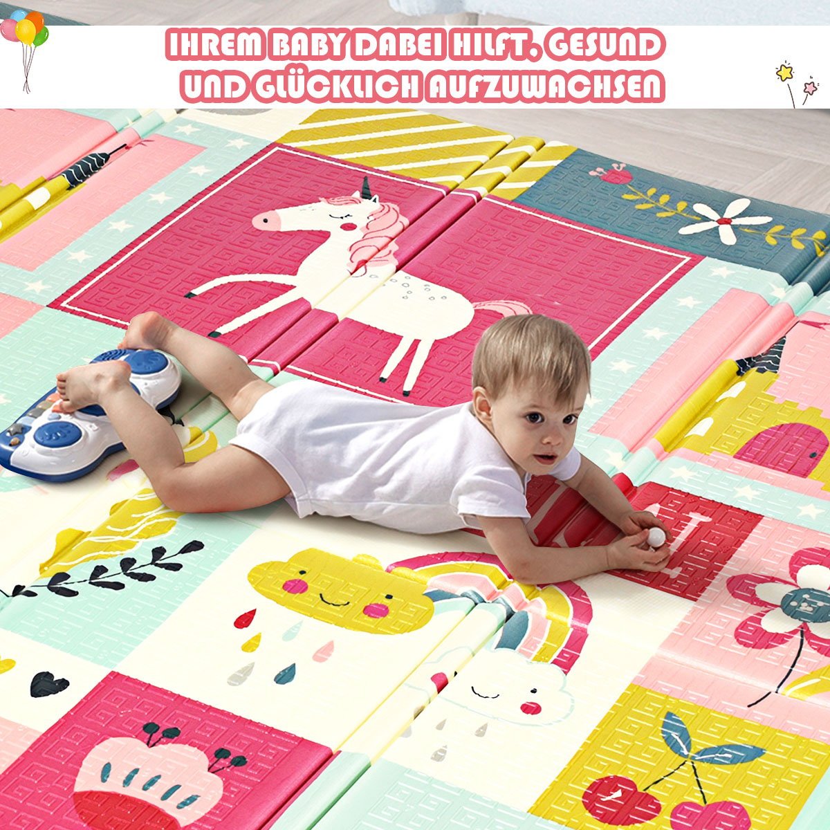 Baby crawling blanket play mat foldable baby mat double-sided play mat red