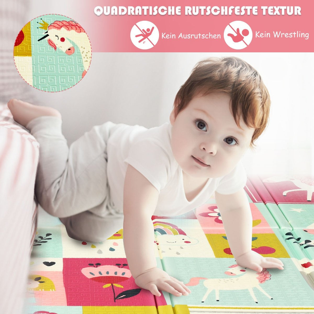Baby crawling blanket play mat foldable baby mat double-sided play mat red