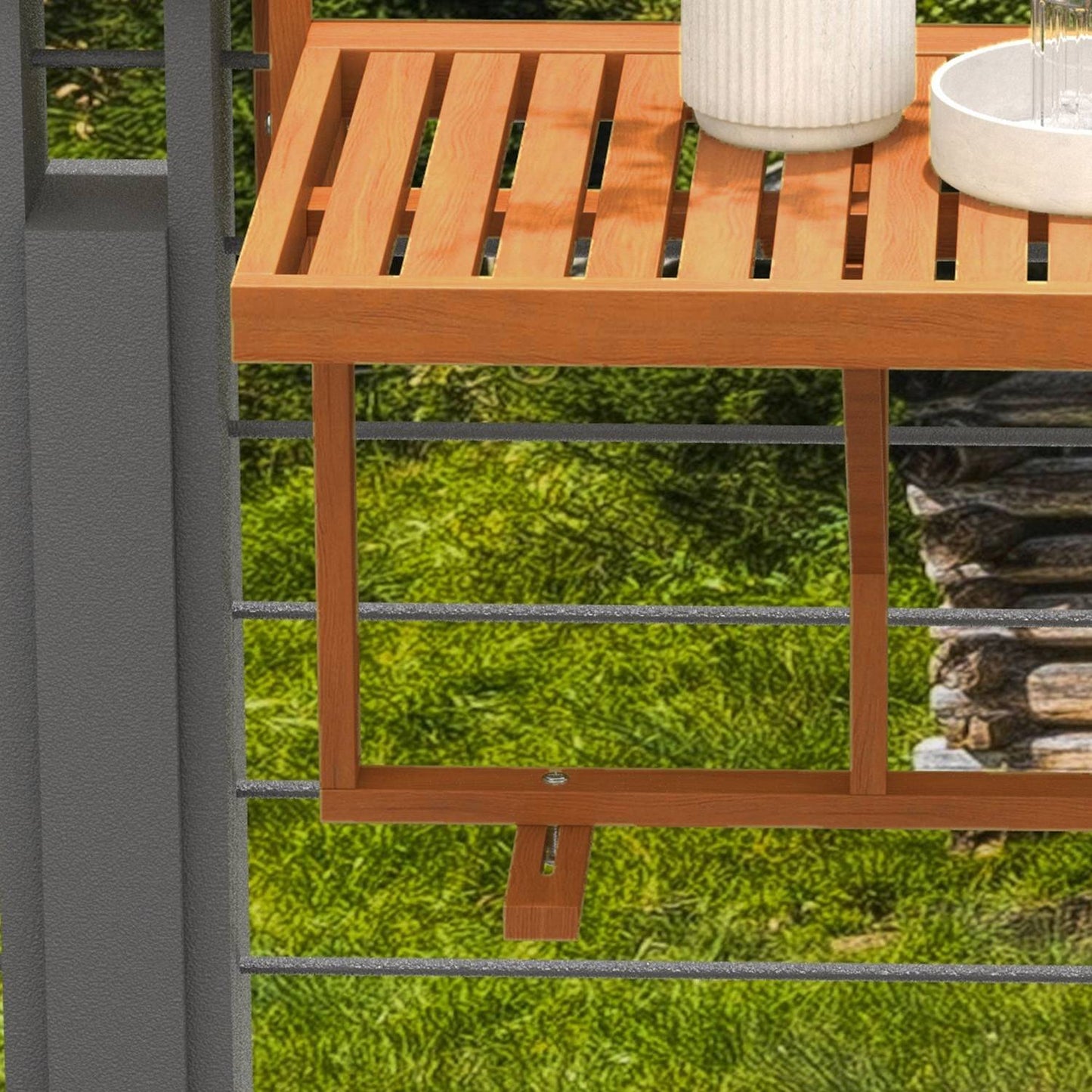 Folding balcony table, height adjustable, holds 20 kg