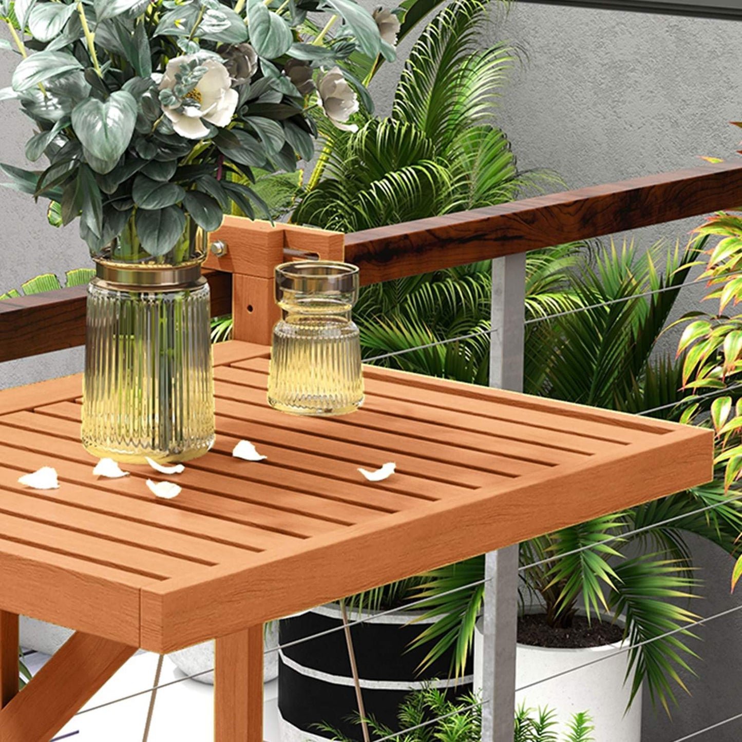 Folding balcony table, height adjustable, holds 20 kg
