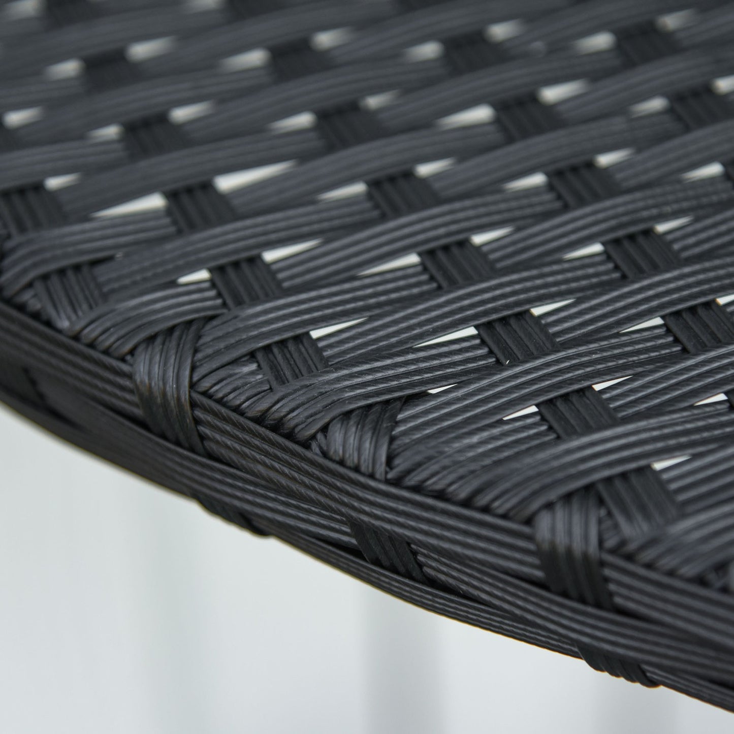 Black Polyrattan Half Round Balcony Table, 100x50x74 Cm