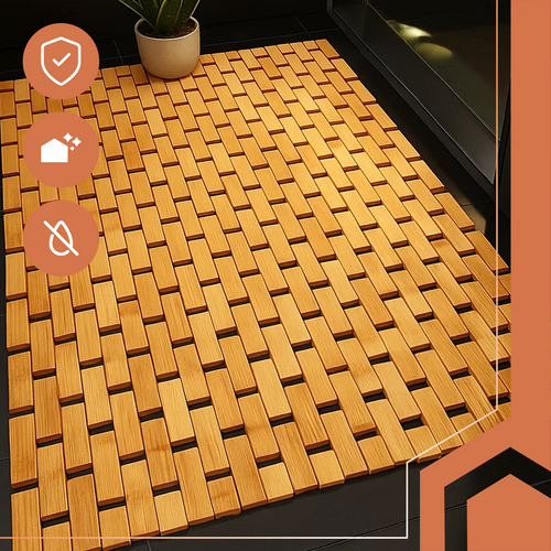 Bamboo Anti-Slip Bath Mat, Eco-Friendly 24""x16""