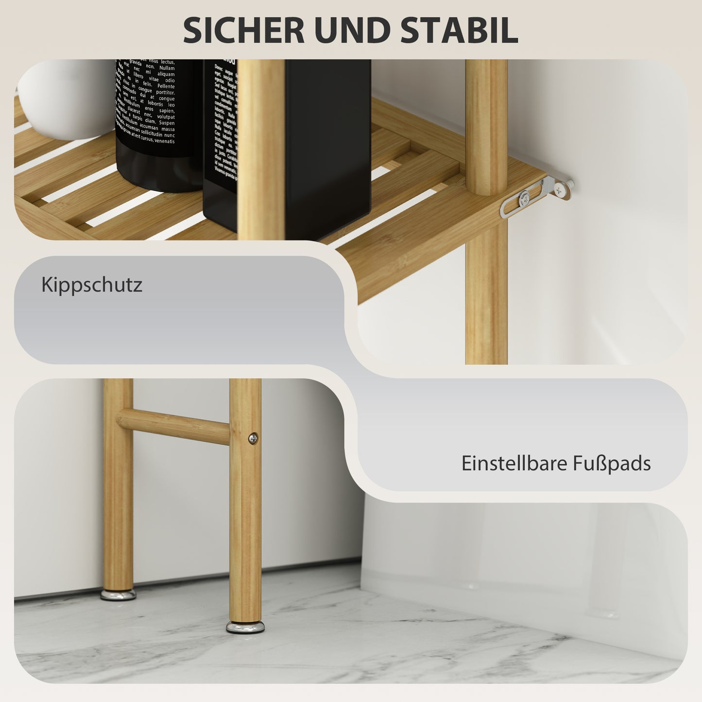 Bamboo Bathroom Shelf, 3-Tier Over-Toilet Organizer