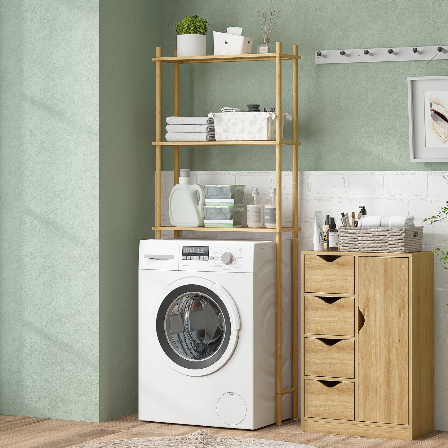 Bamboo Bathroom Shelf, 3-Tier Over-Toilet Organizer