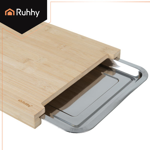 Bamboo Chopping Board with 2 Pull-Out Containers