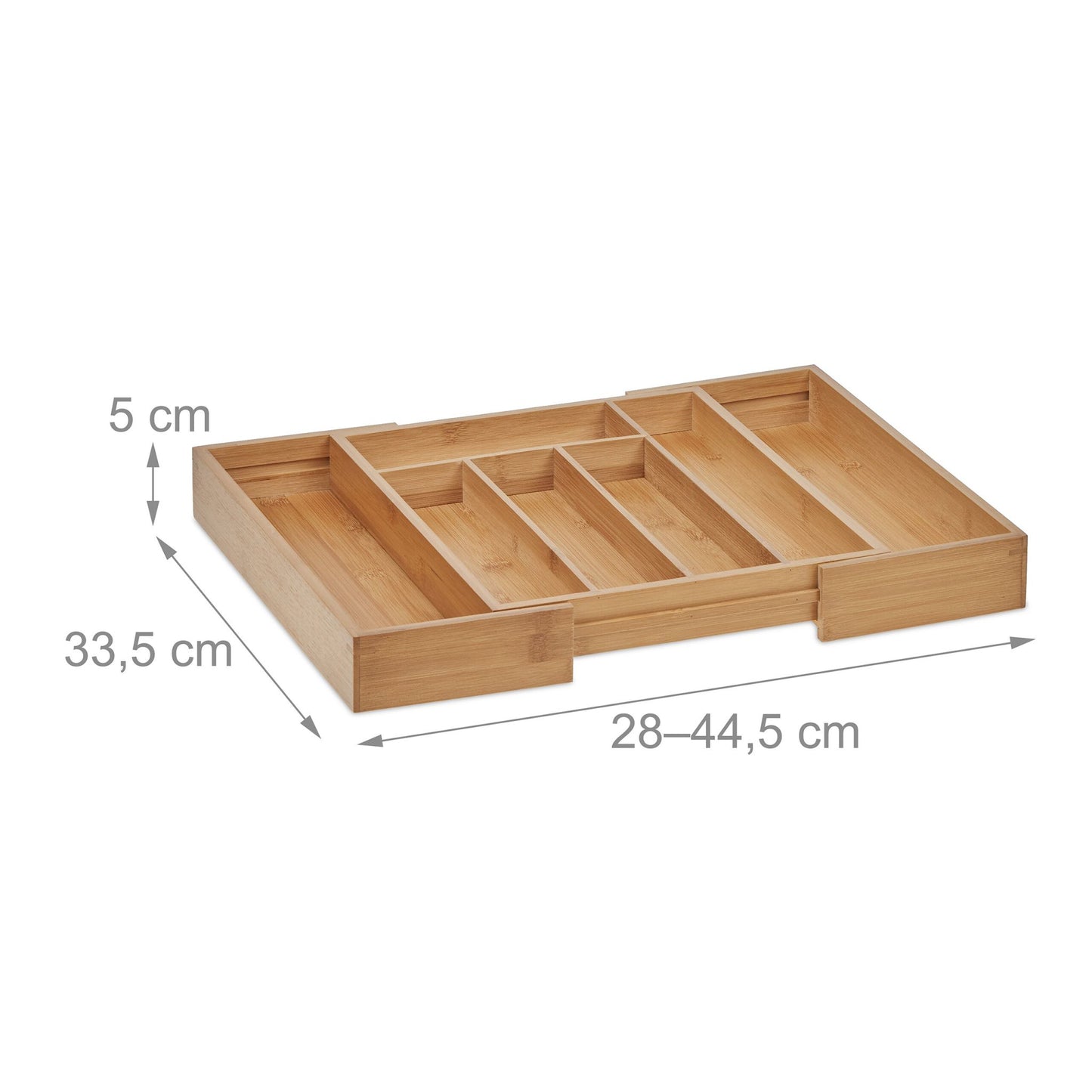 Bamboo Cutlery Tray, Adjustable Drawer Organizer