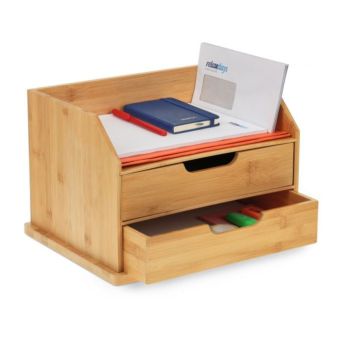 Bamboo Desk Organiser with Drawers