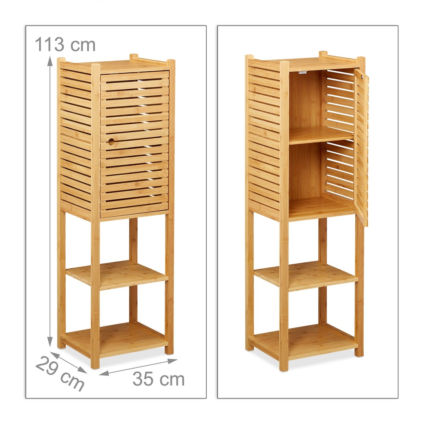 Bamboo bathroom shelf with 2 shelves
