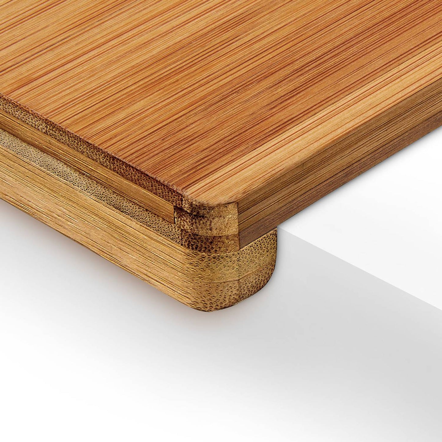 Bamboo cutting board with stop edge
