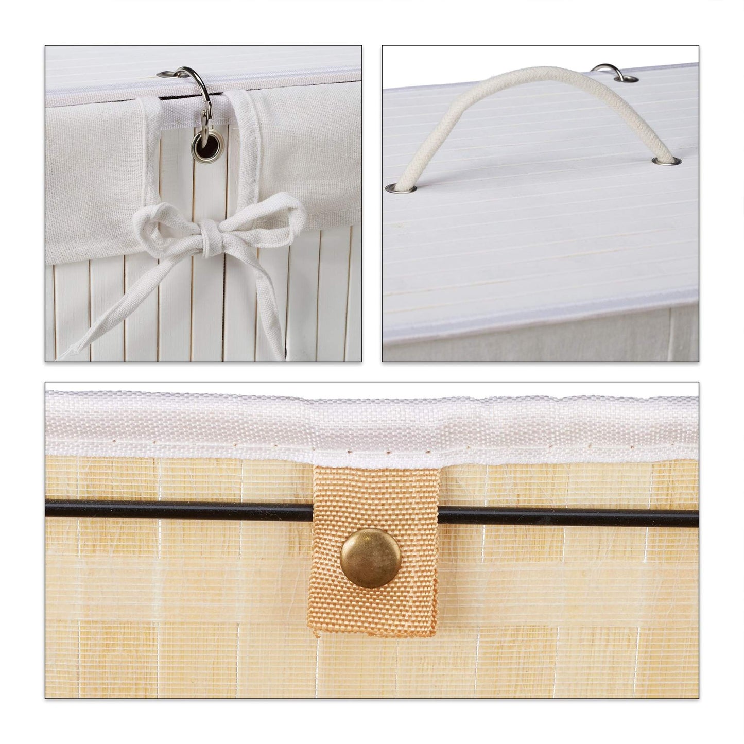 Bamboo laundry basket with 2 compartments