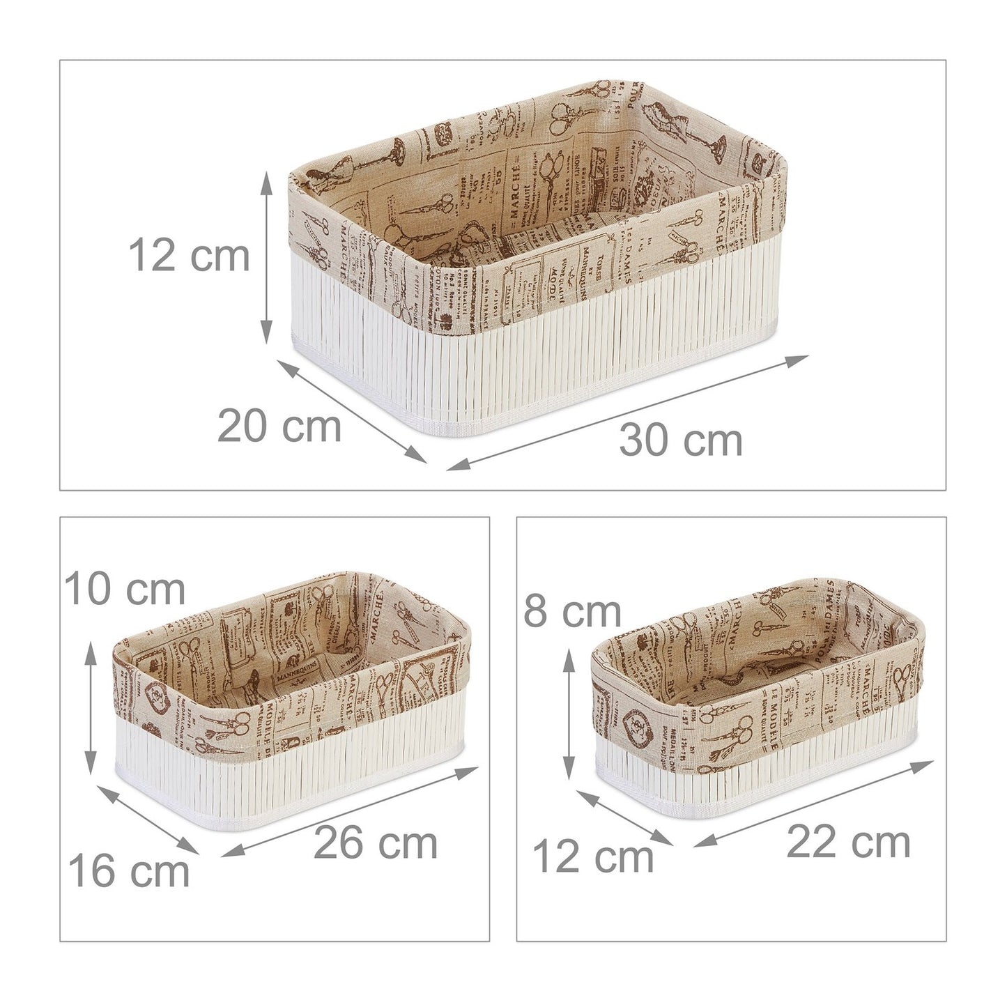 Bamboo storage basket - set of 3