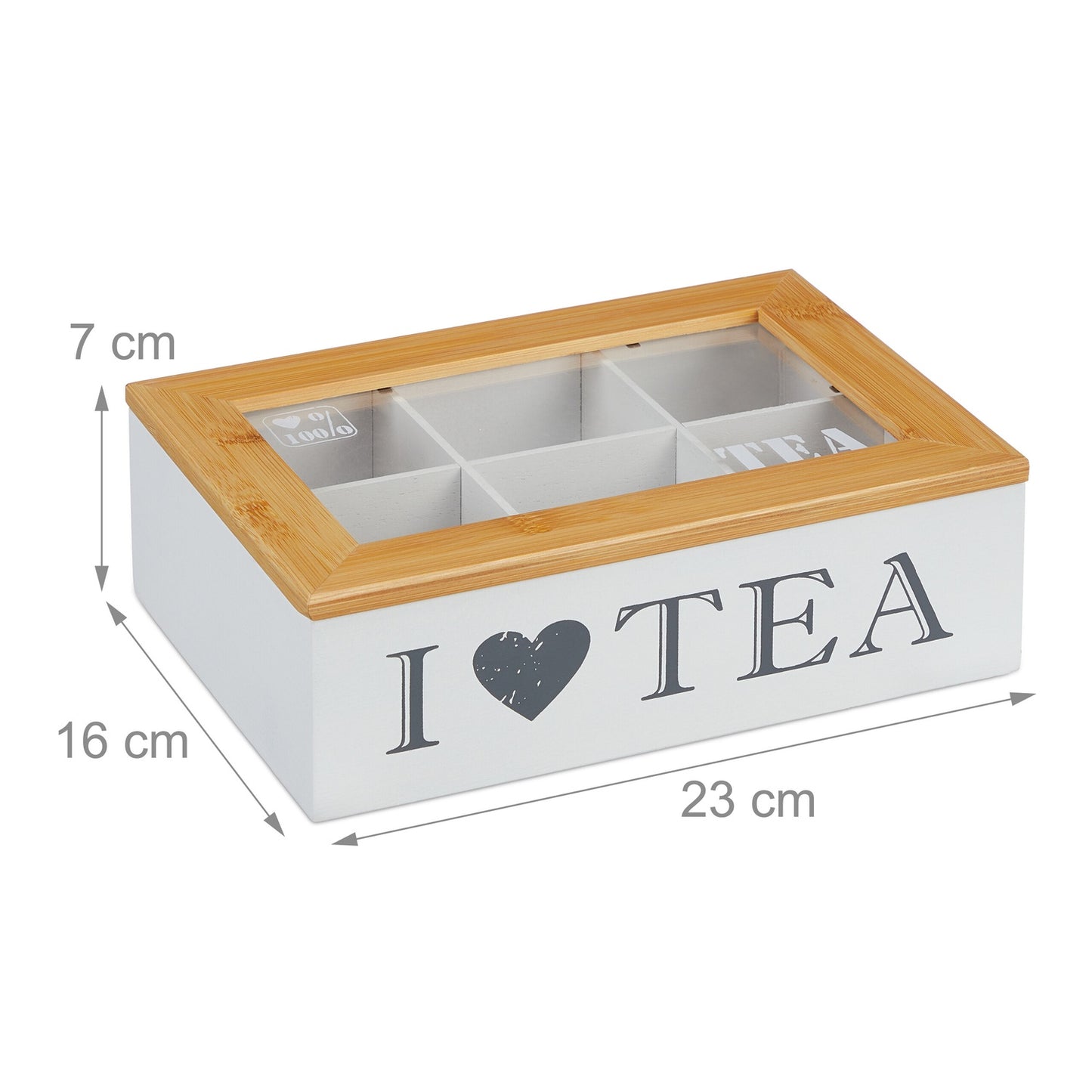 Bamboo tea box with 6 compartments