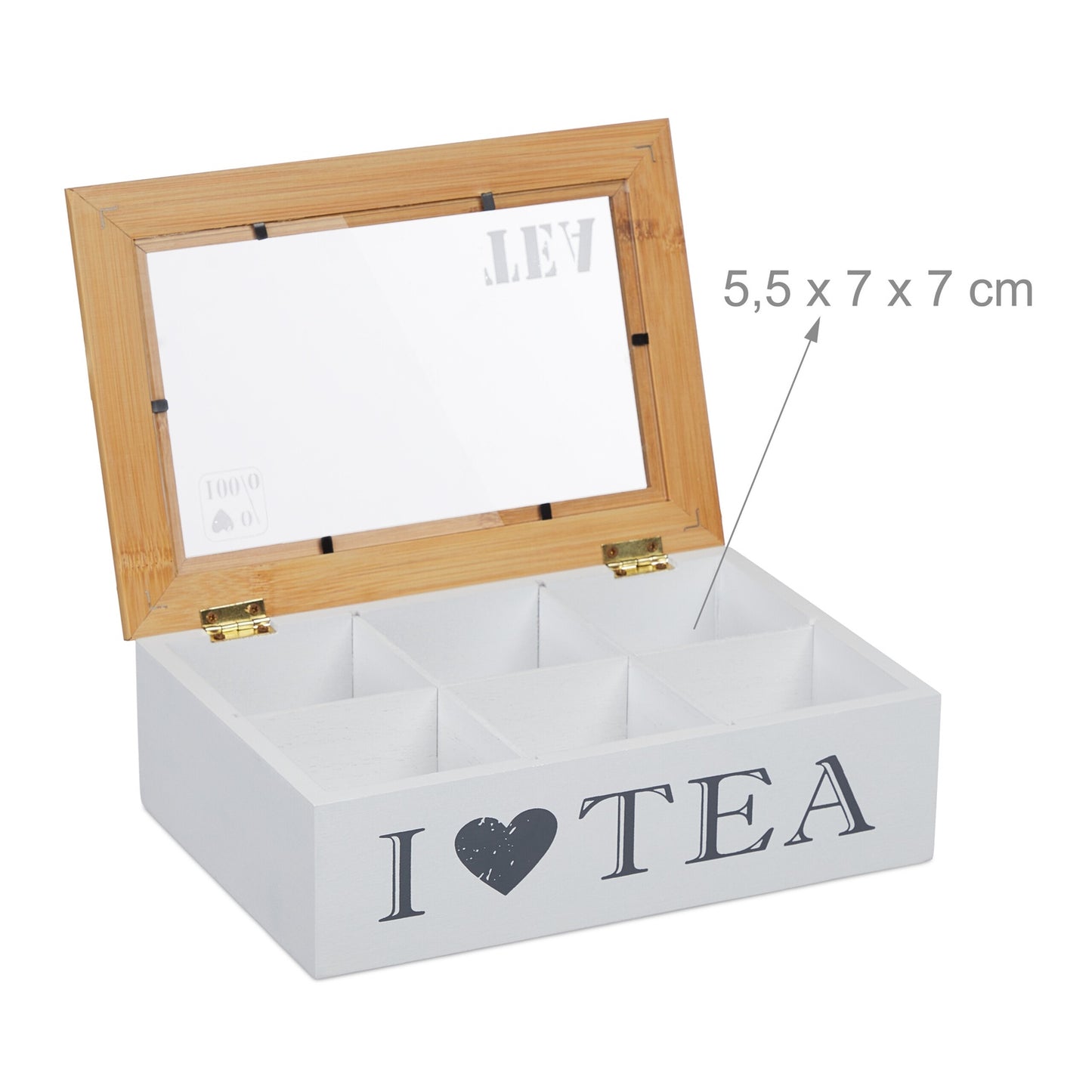 Bamboo tea box with 6 compartments