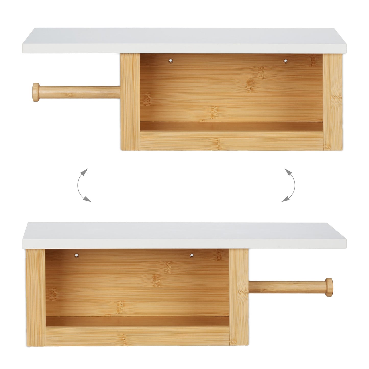 Bamboo toilet paper holder with shelf