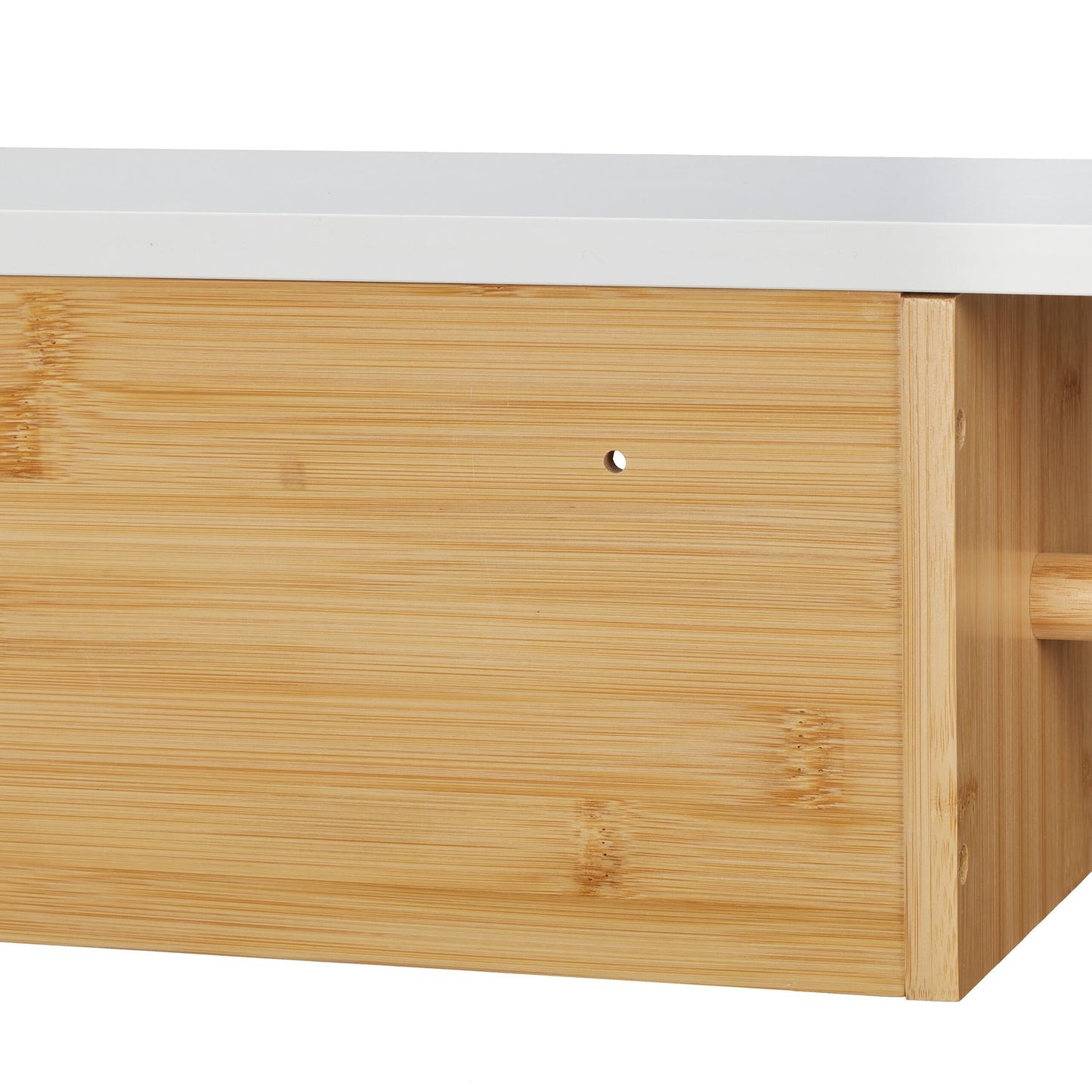 Bamboo toilet paper holder with shelf