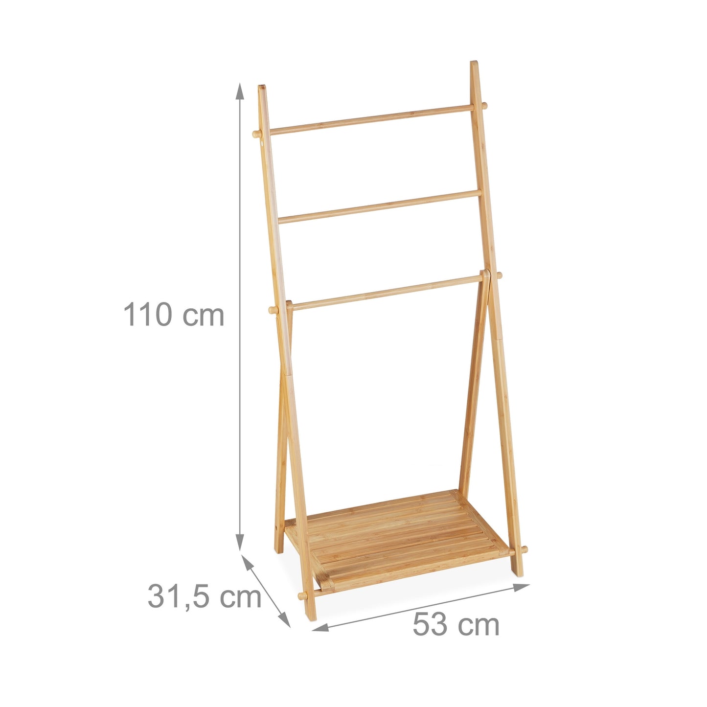 Bamboo towel ladder with shelf