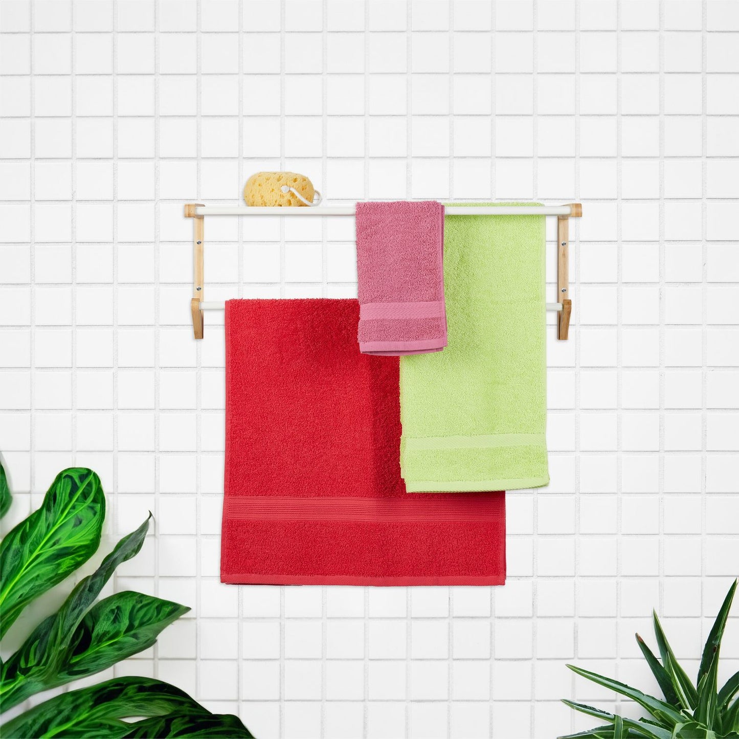 Bamboo towel rail for the wall
