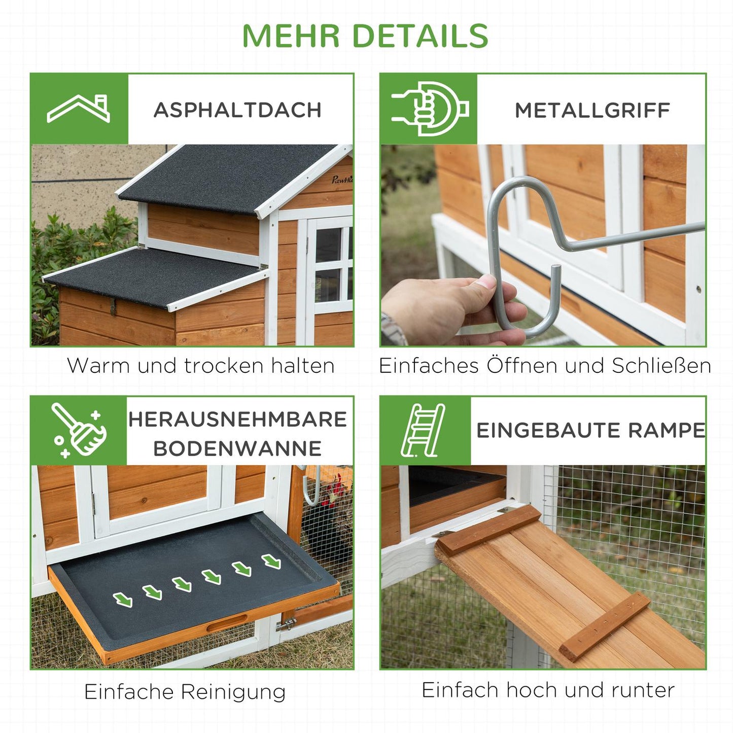 Bantam Chicken Coop with Run, Nesting Box & Asphalt Roof
