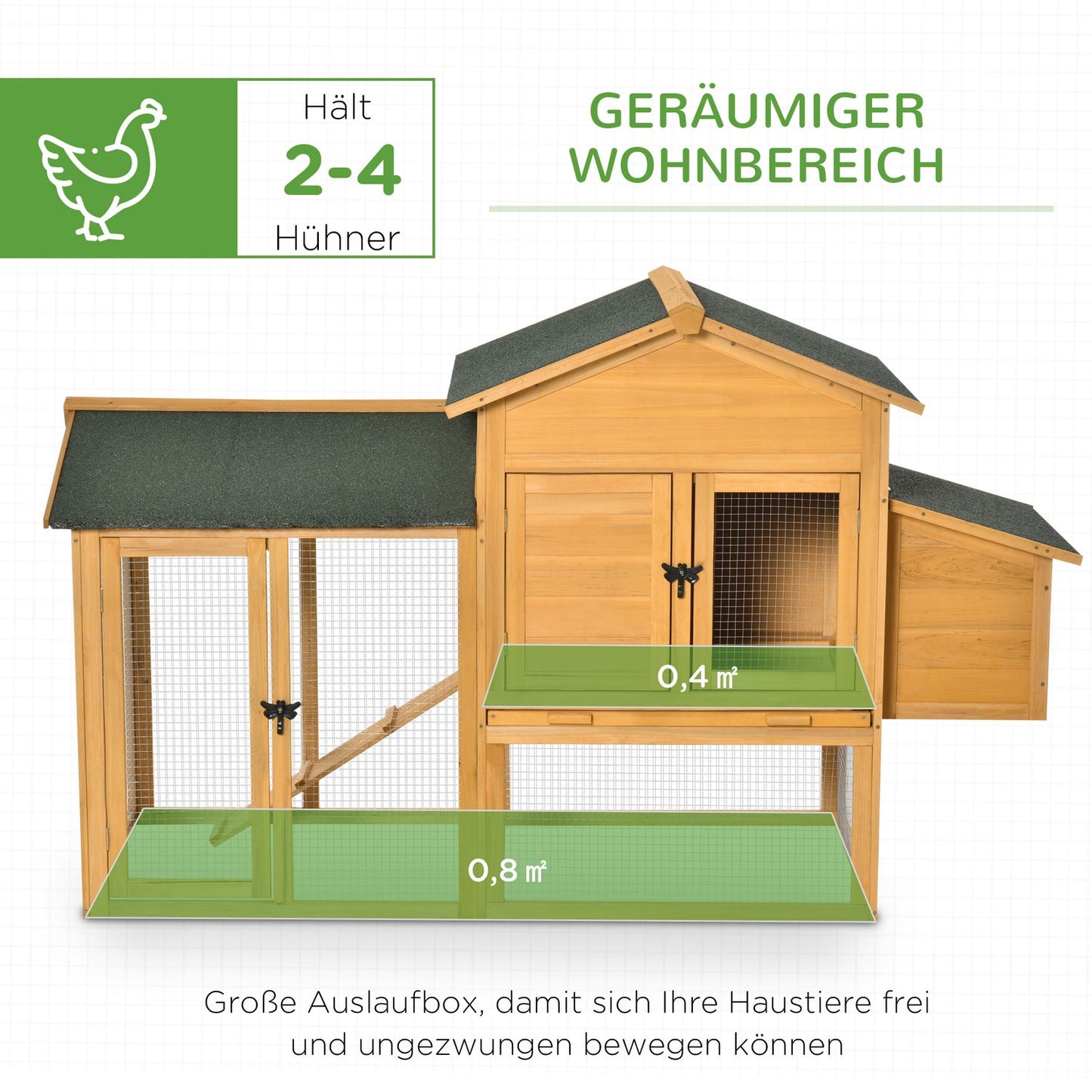 Bantam Chicken Coop, Spruce Wood, Window & Nesting Box