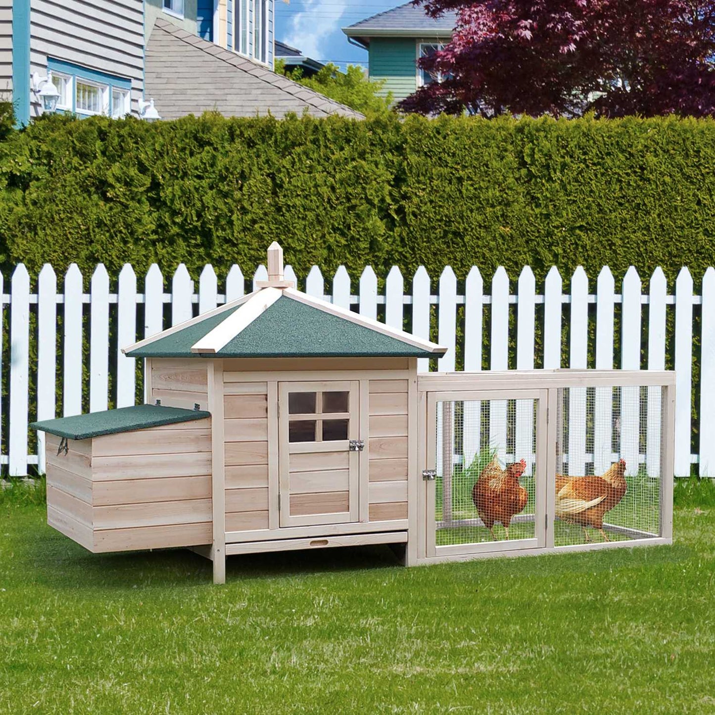 Chicken House with Run & Perches, Winterproof Pine
