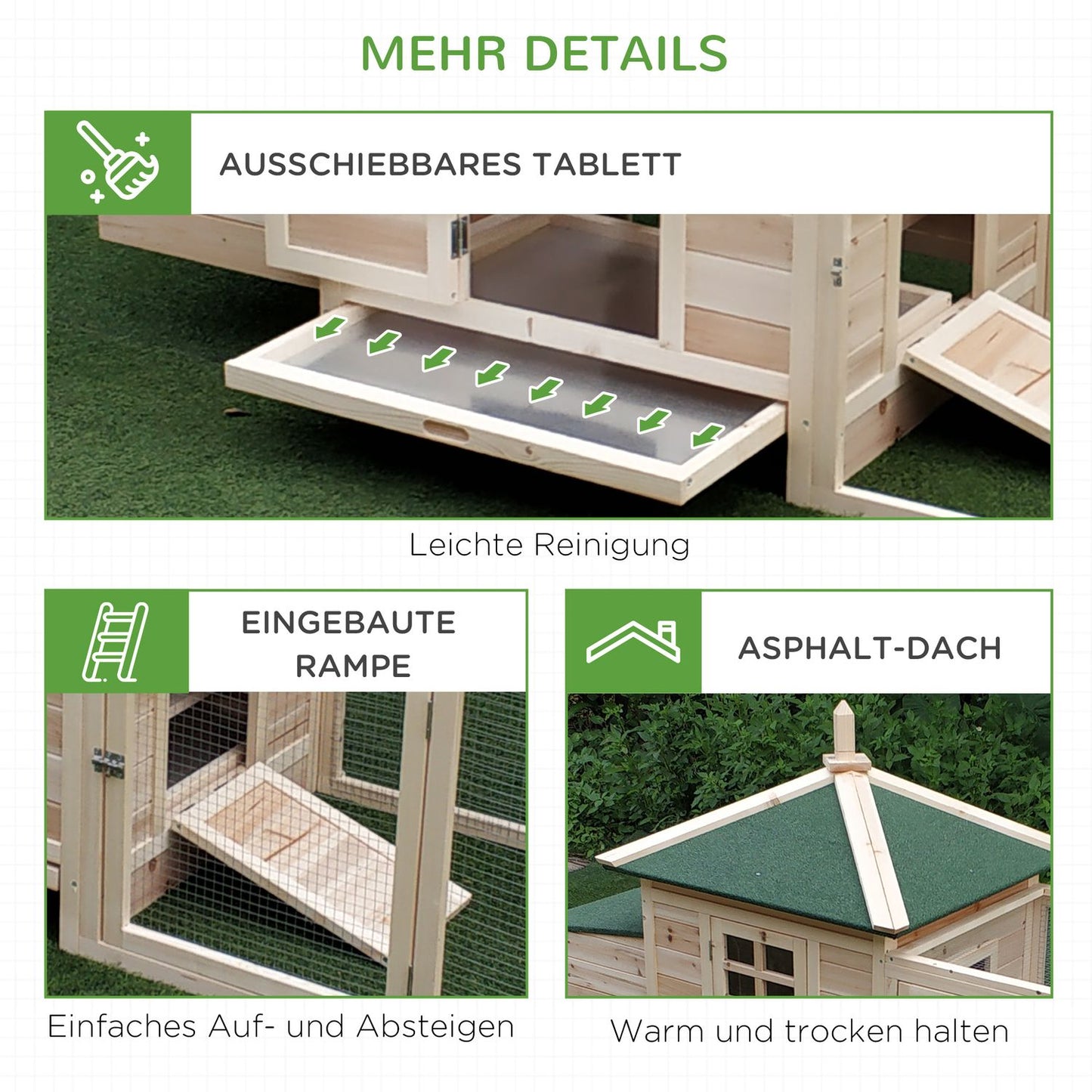 Chicken House with Run & Perches, Winterproof Pine