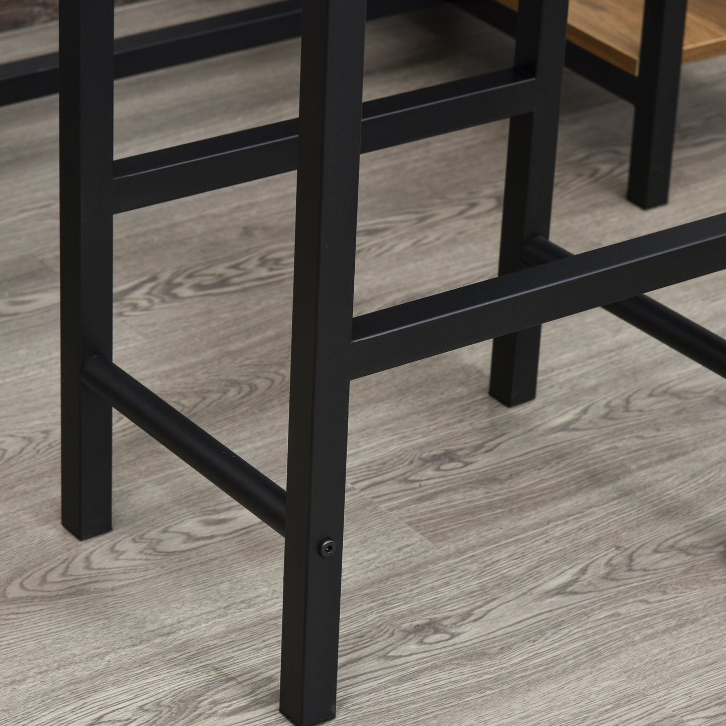 3-piece bar table set, natural chipboard and steel
