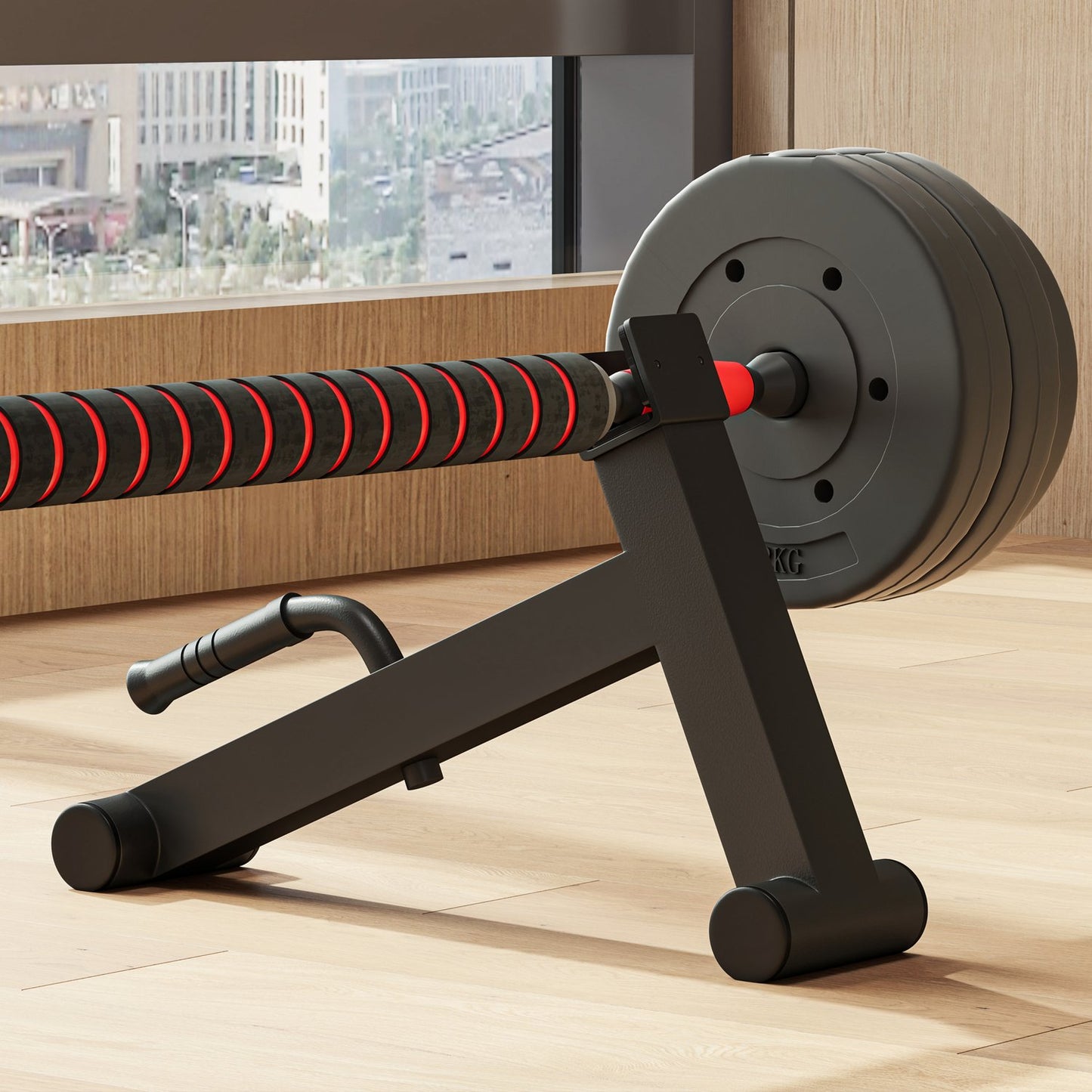 Deadlift Barbell Jack with Non-Slip Grip, Steel, Black