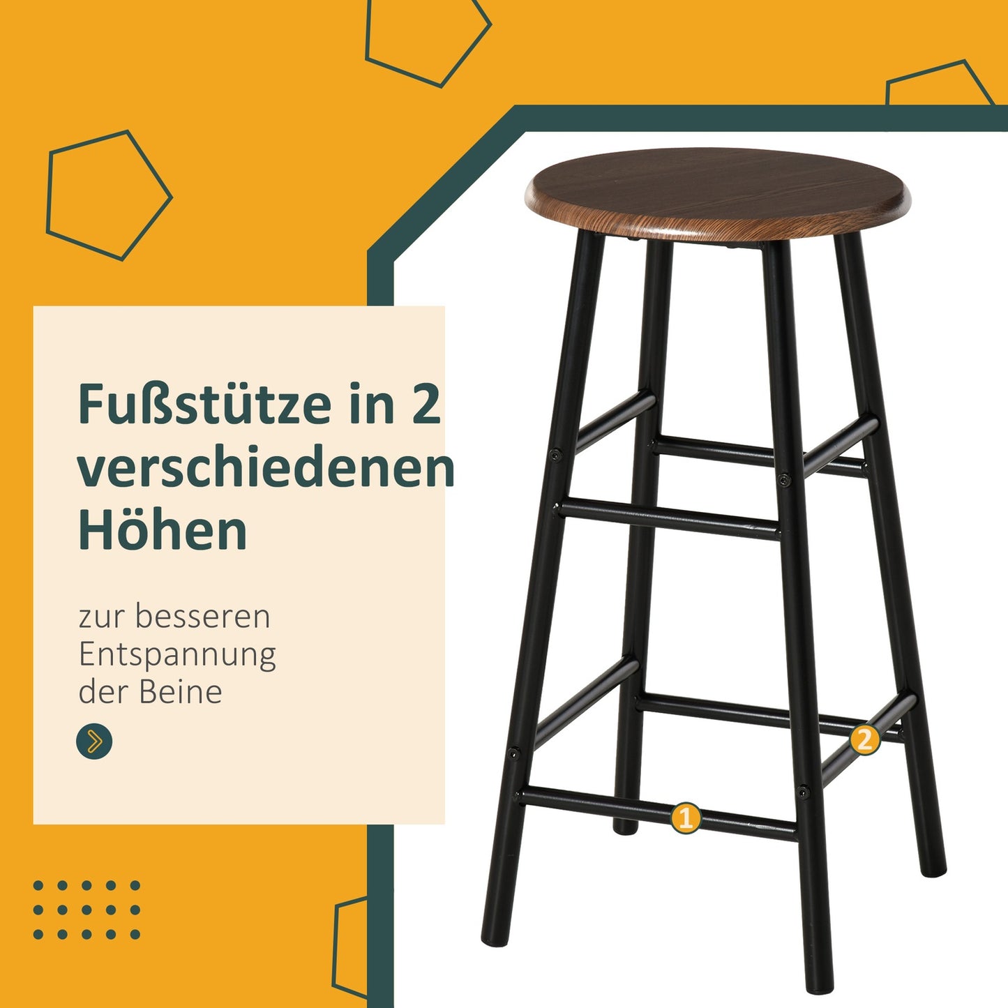 Black Bar table set with stools & storage, 80x50x90 cm